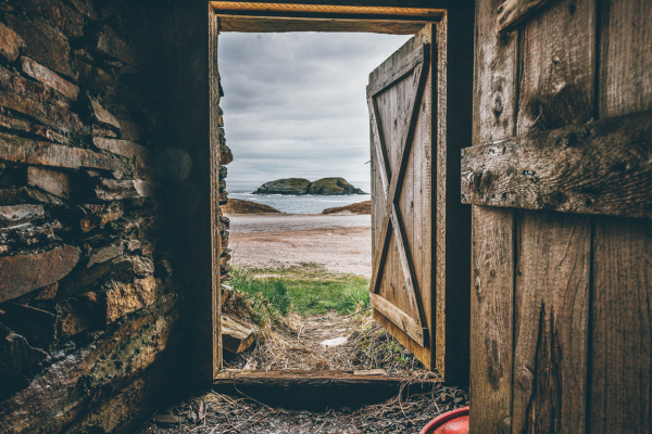 Out of the musty barn into the beautiful open beach.